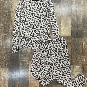 Kickee Pants Kids Pajamas Size 14 Leopard Print Bamboo 2-Piece Set